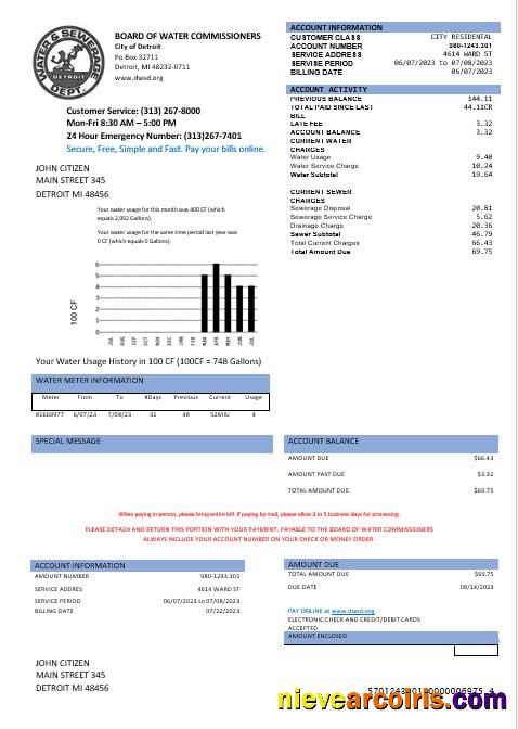 United States Board of water commissioners water utility bills